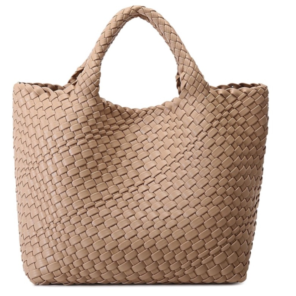 Premium hand-woven Vegan Leather trendy travel Tote Shoulder beach bag handbag